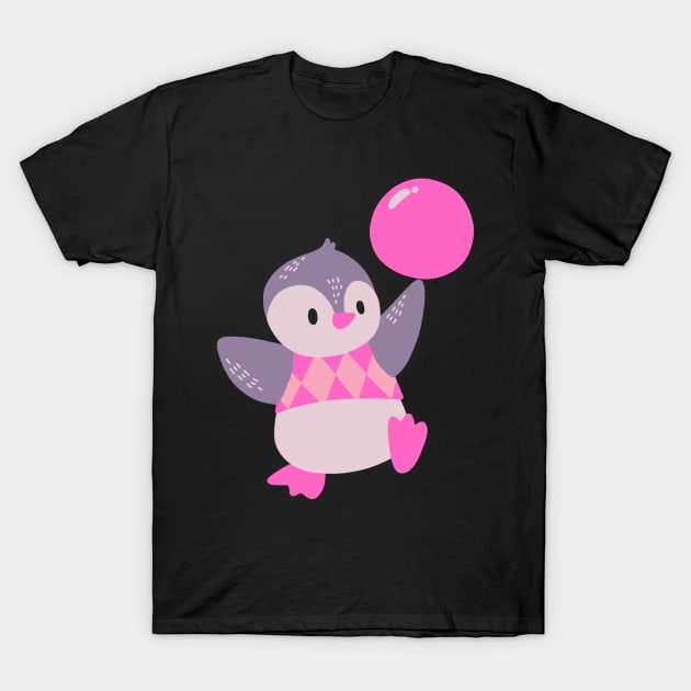 Pink and purple pastel penguin T-Shirt by LukjanovArt